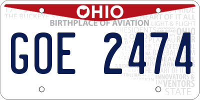 OH license plate GOE2474