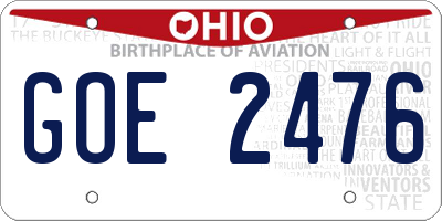 OH license plate GOE2476