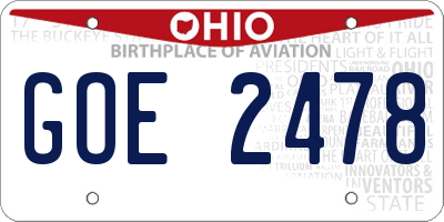 OH license plate GOE2478