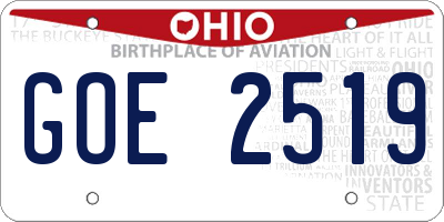 OH license plate GOE2519