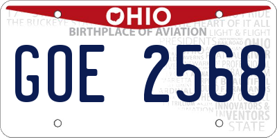 OH license plate GOE2568
