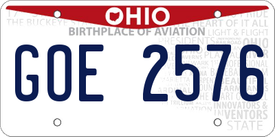 OH license plate GOE2576