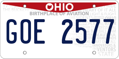 OH license plate GOE2577