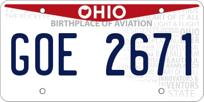 OH license plate GOE2671