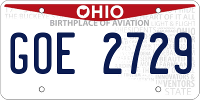 OH license plate GOE2729