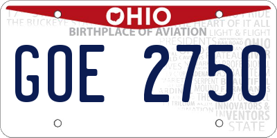 OH license plate GOE2750