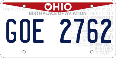 OH license plate GOE2762