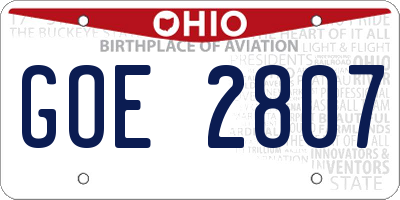 OH license plate GOE2807