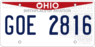 OH license plate GOE2816