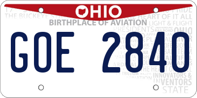 OH license plate GOE2840