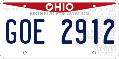 OH license plate GOE2912