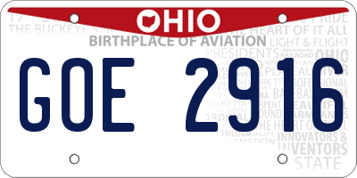 OH license plate GOE2916
