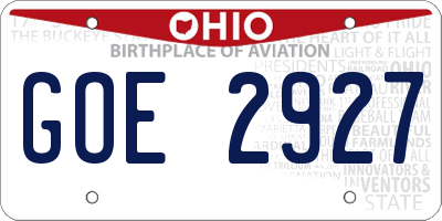 OH license plate GOE2927