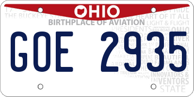 OH license plate GOE2935