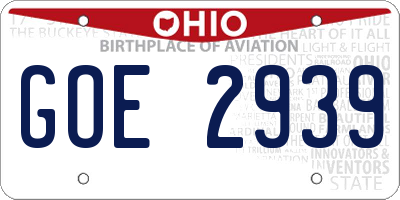 OH license plate GOE2939
