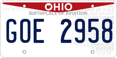 OH license plate GOE2958