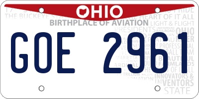 OH license plate GOE2961
