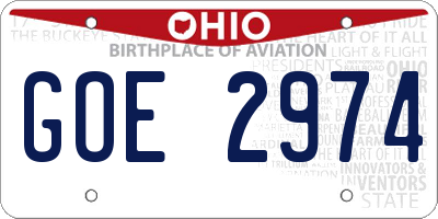 OH license plate GOE2974