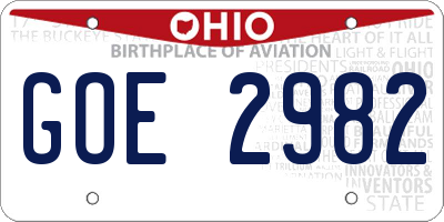 OH license plate GOE2982