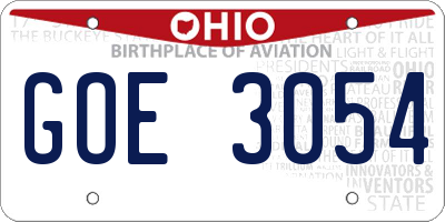 OH license plate GOE3054