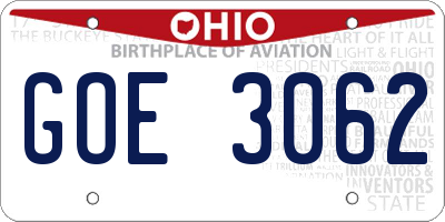 OH license plate GOE3062