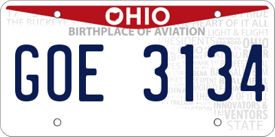 OH license plate GOE3134