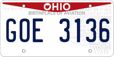 OH license plate GOE3136