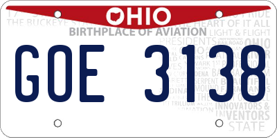 OH license plate GOE3138