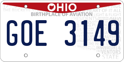 OH license plate GOE3149
