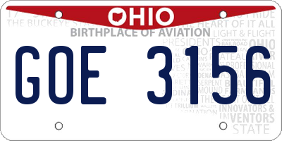 OH license plate GOE3156