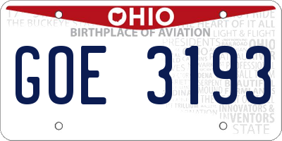 OH license plate GOE3193