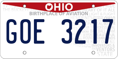 OH license plate GOE3217