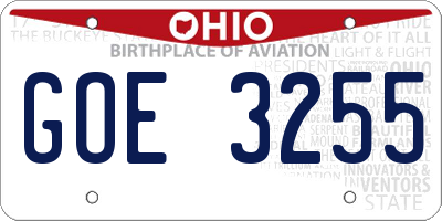 OH license plate GOE3255