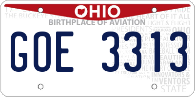 OH license plate GOE3313