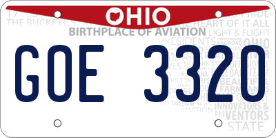 OH license plate GOE3320