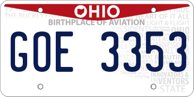 OH license plate GOE3353