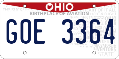 OH license plate GOE3364
