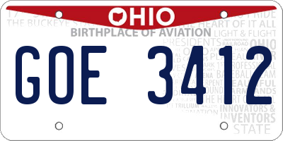 OH license plate GOE3412
