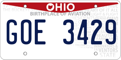 OH license plate GOE3429