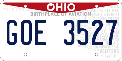 OH license plate GOE3527