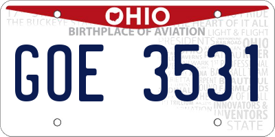 OH license plate GOE3531