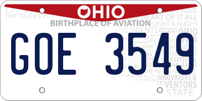 OH license plate GOE3549