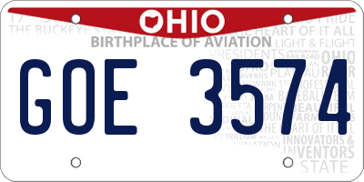 OH license plate GOE3574