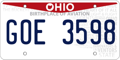 OH license plate GOE3598