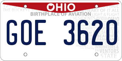 OH license plate GOE3620
