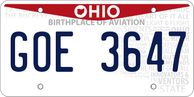 OH license plate GOE3647