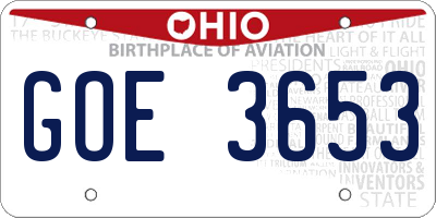 OH license plate GOE3653
