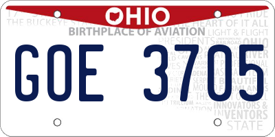 OH license plate GOE3705