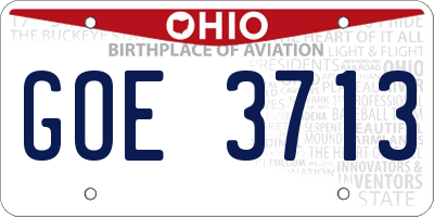 OH license plate GOE3713
