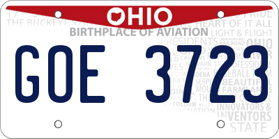 OH license plate GOE3723